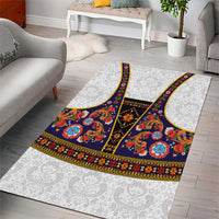 Norwegian Female Bunad Area Rug with Rosemaling Folk Art Navy Color - Wonder Print Shop