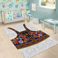 Norwegian Female Bunad Area Rug with Rosemaling Folk Art Navy Color - Wonder Print Shop