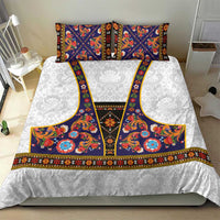 Norwegian Female Bunad Bedding Set with Rosemaling Folk Art Navy Color - Wonder Print Shop