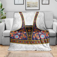 Norwegian Female Bunad Blanket with Rosemaling Folk Art Navy Color - Wonder Print Shop