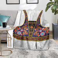 Norwegian Female Bunad Blanket with Rosemaling Folk Art Navy Color - Wonder Print Shop