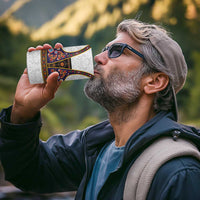 Norwegian Female Bunad 4 in 1 Can Cooler Tumbler with Rosemaling Folk Art Navy Color - Wonder Print Shop