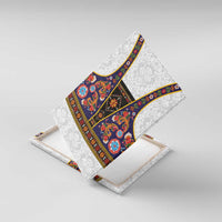 Norwegian Female Bunad Canvas Wall Art with Rosemaling Folk Art Navy Color - Wonder Print Shop