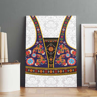 Norwegian Female Bunad Canvas Wall Art with Rosemaling Folk Art Navy Color - Wonder Print Shop