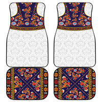 Norwegian Female Bunad Car Mats with Rosemaling Folk Art Navy Color - Wonder Print Shop