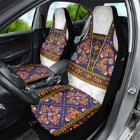 Norwegian Female Bunad Car Seat Cover with Rosemaling Folk Art Navy Color - Wonder Print Shop