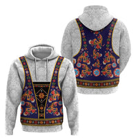 Norwegian Female Bunad Hoodie with Rosemaling Folk Art Navy Color - Wonder Print Shop