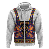 Norwegian Female Bunad Hoodie with Rosemaling Folk Art Navy Color - Wonder Print Shop