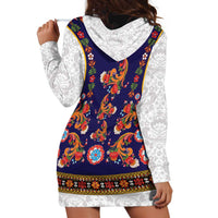 Norwegian Female Bunad Hoodie Dress with Rosemaling Folk Art Navy Color - Wonder Print Shop
