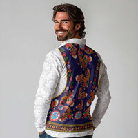 Norwegian Female Bunad Long Sleeve Polo Shirt with Rosemaling Folk Art Navy Color - Wonder Print Shop