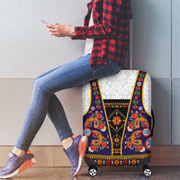 Norwegian Female Bunad Luggage Cover with Rosemaling Folk Art Navy Color - Wonder Print Shop