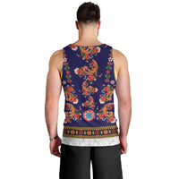 Norwegian Female Bunad Men Tank Top with Rosemaling Folk Art Navy Color - Wonder Print Shop