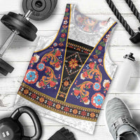 Norwegian Female Bunad Men Tank Top with Rosemaling Folk Art Navy Color - Wonder Print Shop