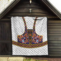 Norwegian Female Bunad Quilt with Rosemaling Folk Art Navy Color - Wonder Print Shop