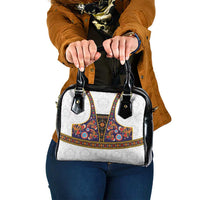 Norwegian Female Bunad Shoulder Handbag with Rosemaling Folk Art Navy Color - Wonder Print Shop