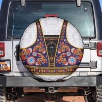 Norwegian Female Bunad Spare Tire Cover with Rosemaling Folk Art Navy Color - Wonder Print Shop