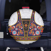 Norwegian Female Bunad Spare Tire Cover with Rosemaling Folk Art Navy Color - Wonder Print Shop