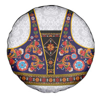 Norwegian Female Bunad Spare Tire Cover with Rosemaling Folk Art Navy Color - Wonder Print Shop
