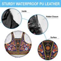 Norwegian Female Bunad Spare Tire Cover with Rosemaling Folk Art Navy Color - Wonder Print Shop