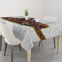 Norwegian Female Bunad Tablecloth with Rosemaling Folk Art Navy Color - Wonder Print Shop