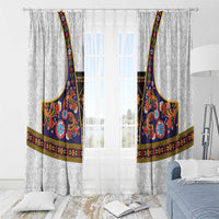Norwegian Female Bunad Window Curtain with Rosemaling Folk Art Navy Color - Wonder Print Shop