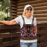 Norwegian Female Bunad Women Polo Shirt with Rosemaling Folk Art Navy Color - Wonder Print Shop