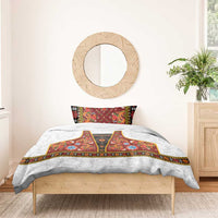 Norwegian Female Bunad Bedding Set with Rosemaling Folk Art Red Color - Wonder Print Shop