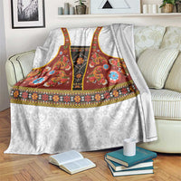 Norwegian Female Bunad Blanket with Rosemaling Folk Art Red Color - Wonder Print Shop