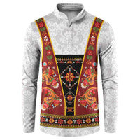 Norwegian Female Bunad Button Sweatshirt with Rosemaling Folk Art Red Color - Wonder Print Shop