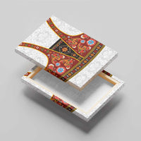 Norwegian Female Bunad Canvas Wall Art with Rosemaling Folk Art Red Color - Wonder Print Shop