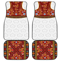 Norwegian Female Bunad Car Mats with Rosemaling Folk Art Red Color - Wonder Print Shop