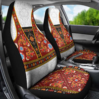 Norwegian Female Bunad Car Seat Cover with Rosemaling Folk Art Red Color - Wonder Print Shop