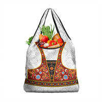 Norwegian Female Bunad Grocery Bag with Rosemaling Folk Art Red Color - Wonder Print Shop
