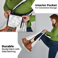 Norwegian Female Bunad Grocery Bag with Rosemaling Folk Art Red Color - Wonder Print Shop