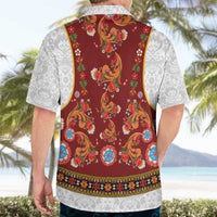 Norwegian Female Bunad Hawaiian Shirt with Rosemaling Folk Art Red Color - Wonder Print Shop