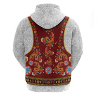Norwegian Female Bunad Hoodie with Rosemaling Folk Art Red Color - Wonder Print Shop