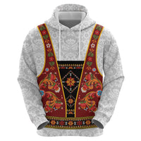 Norwegian Female Bunad Hoodie with Rosemaling Folk Art Red Color - Wonder Print Shop