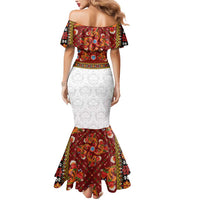 Norwegian Female Bunad Mermaid Dress with Rosemaling Folk Art Red Color - Wonder Print Shop