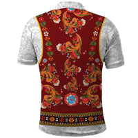 Norwegian Female Bunad Polo Shirt with Rosemaling Folk Art Red Color - Wonder Print Shop
