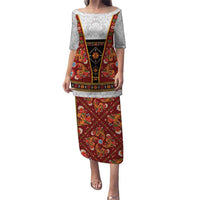 Norwegian Female Bunad Puletasi with Rosemaling Folk Art Red Color - Wonder Print Shop