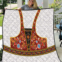 Norwegian Female Bunad Quilt with Rosemaling Folk Art Red Color - Wonder Print Shop