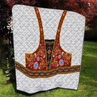 Norwegian Female Bunad Quilt with Rosemaling Folk Art Red Color - Wonder Print Shop