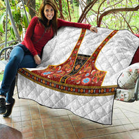 Norwegian Female Bunad Quilt with Rosemaling Folk Art Red Color - Wonder Print Shop