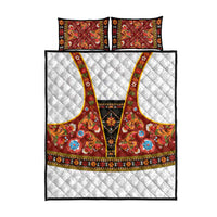 Norwegian Female Bunad Quilt Bed Set with Rosemaling Folk Art Red Color - Wonder Print Shop