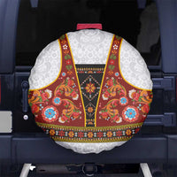 Norwegian Female Bunad Spare Tire Cover with Rosemaling Folk Art Red Color - Wonder Print Shop