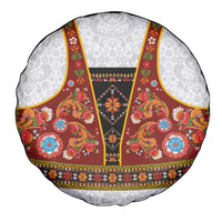 Norwegian Female Bunad Spare Tire Cover with Rosemaling Folk Art Red Color - Wonder Print Shop