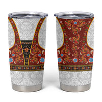 Norwegian Female Bunad Tumbler Cup with Rosemaling Folk Art Red Color - Wonder Print Shop