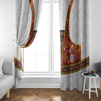 Norwegian Female Bunad Window Curtain with Rosemaling Folk Art Red Color - Wonder Print Shop