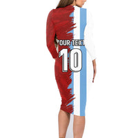 Half Argentina and Half Spain Football Family Matching Long Sleeve Bodycon Dress and Hawaiian Shirt Grunge Style - Wonder Print Shop