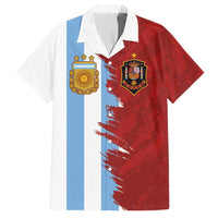Half Argentina and Half Spain Football Family Matching Short Sleeve Bodycon Dress and Hawaiian Shirt Grunge Style - Wonder Print Shop